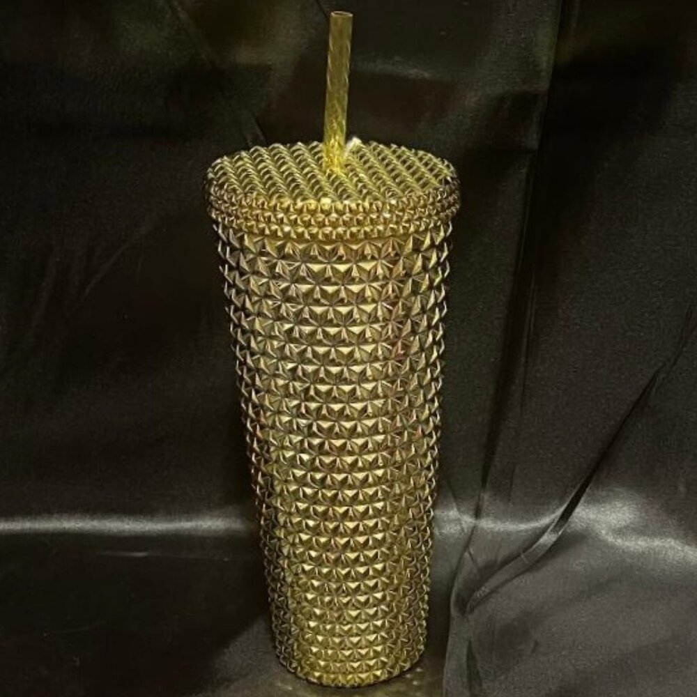 BRAND NEW NWT GORGEOUS GOLD COLOR IRIDESCENT TEXTURED TUMBLER 26 OZ / 26 OUNCES